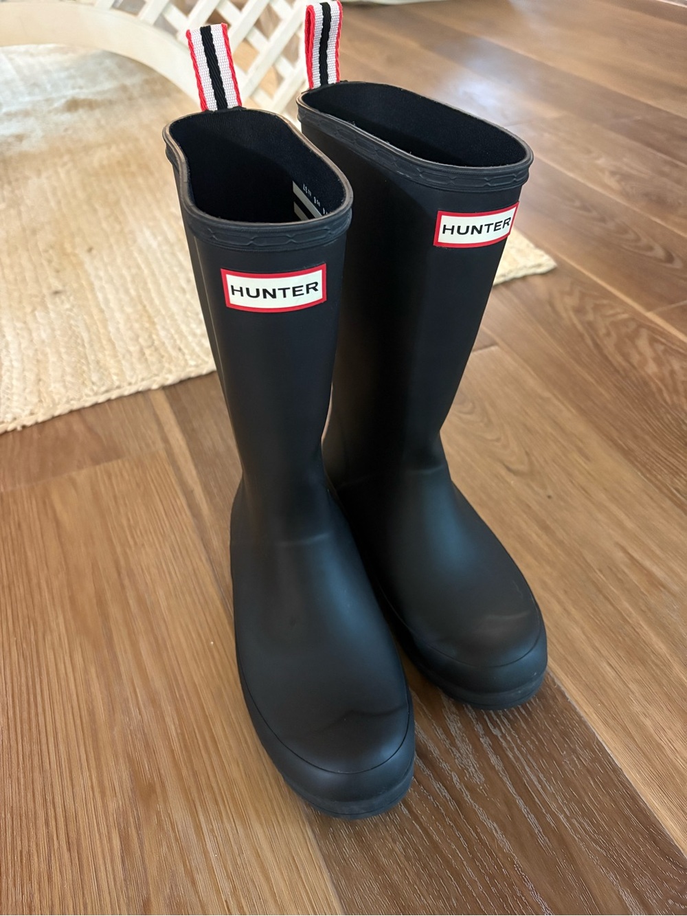 Hunter Black Rain Boot Inner Label with White Branding
